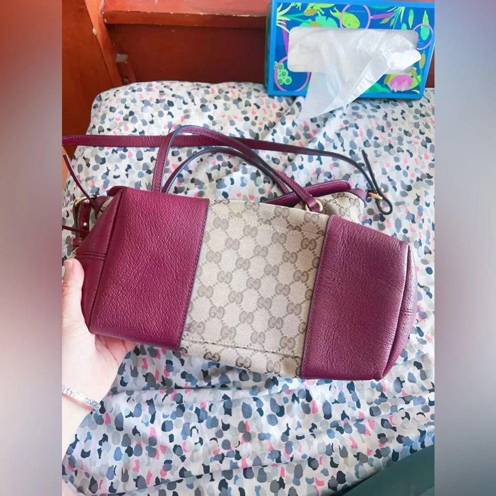 GUCCI GG‎ Canvas Hand Bag 2way Beige velvet color